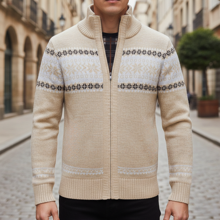 Cardigan à fermeture éclair intégrale pour homme, style nordique