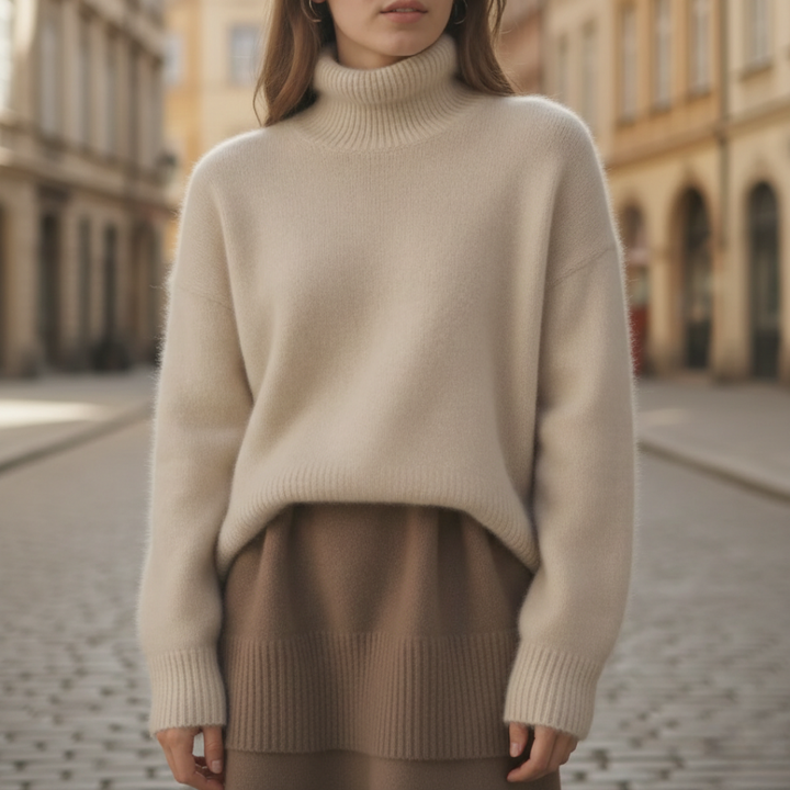 Turtleneck Sweater Cashmere Knit Oversized Women Winter