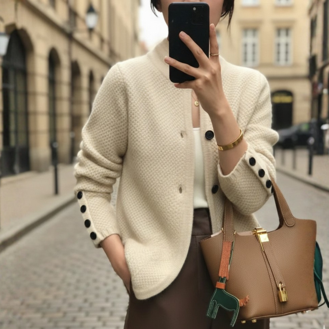 Suéter de punto para mujer con botones al frente tipo cárdigan