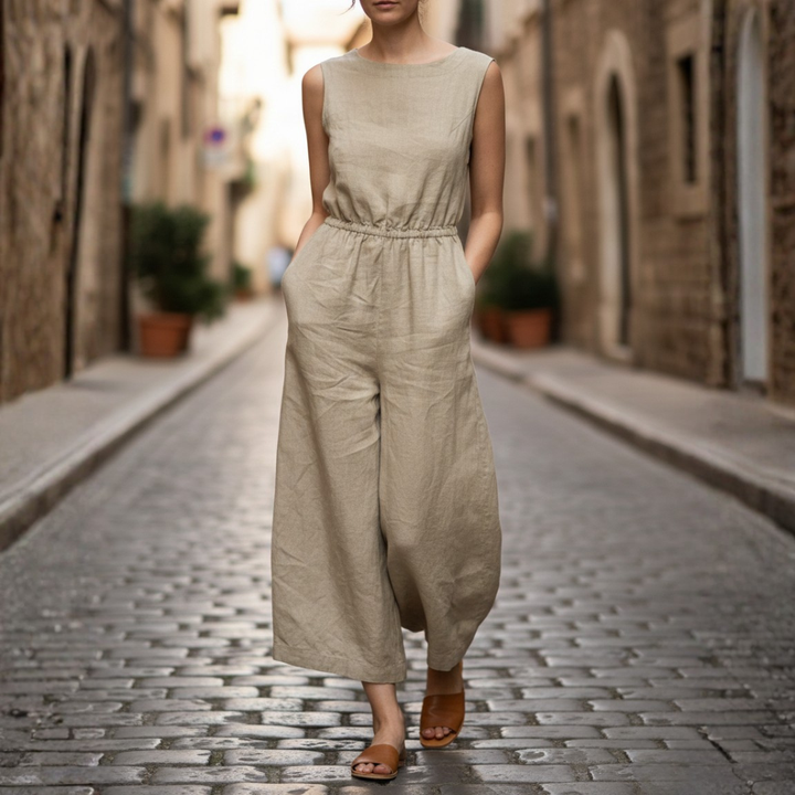 Jumpsuit Sleeveless Wide Leg Elastic Waist Women