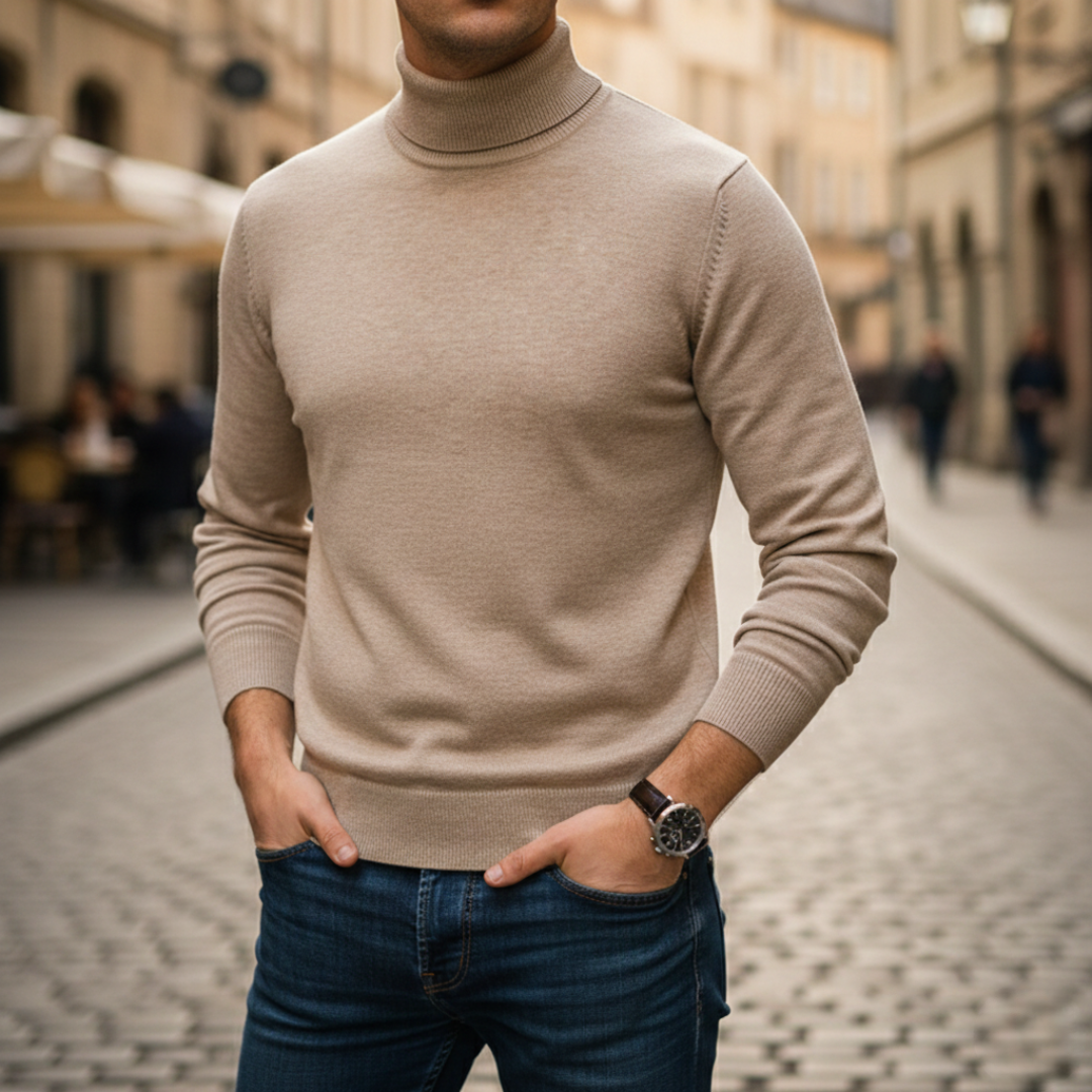 Suéter de cuello alto tejido para hombre