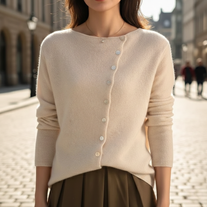 Cardigan Sweater Wool Knit Side Button Long Sleeve Women