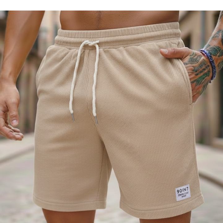 Men’s Polyester Cord Casual Shorts Lightweight Relaxed Fit