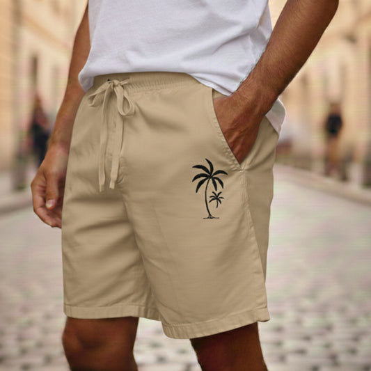 Pantalones cortos de verano para hombre con bordado de palma