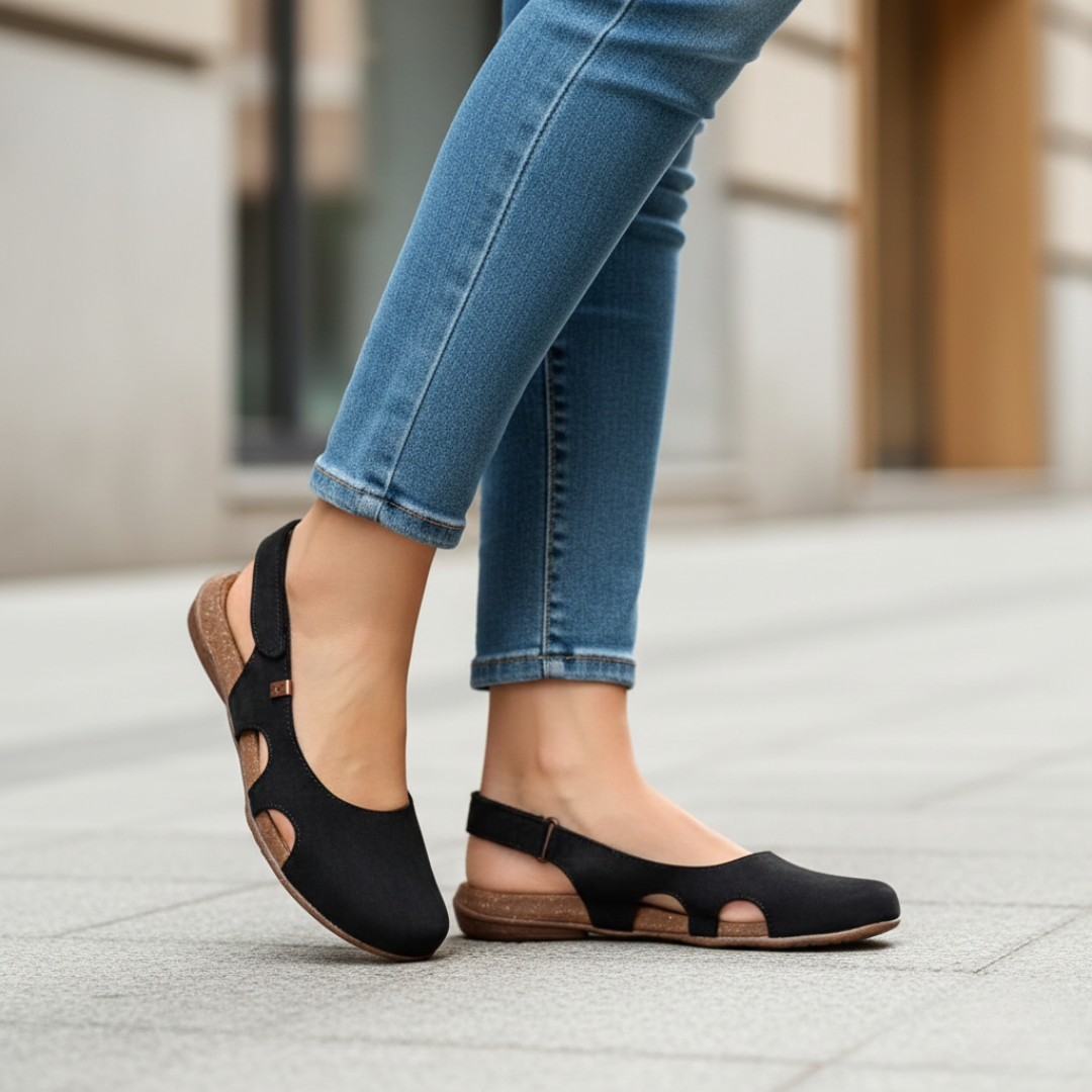 Sandalias ortopédicas para mujer con puntera cerrada y talón descubierto