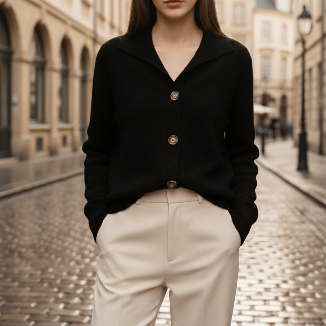 Cardigan en laine tricotée à boutons, manches longues, pour femmes