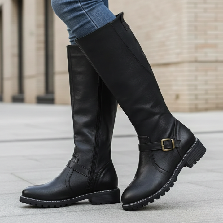 Orthopedic Boots Knee High Leather Buckle Strap Womens