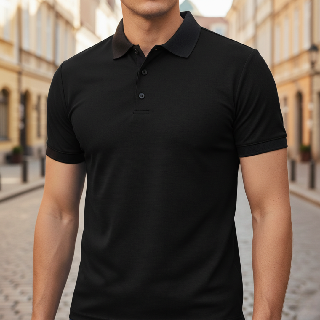 Camiseta tipo polo de manga corta con ribete para hombre