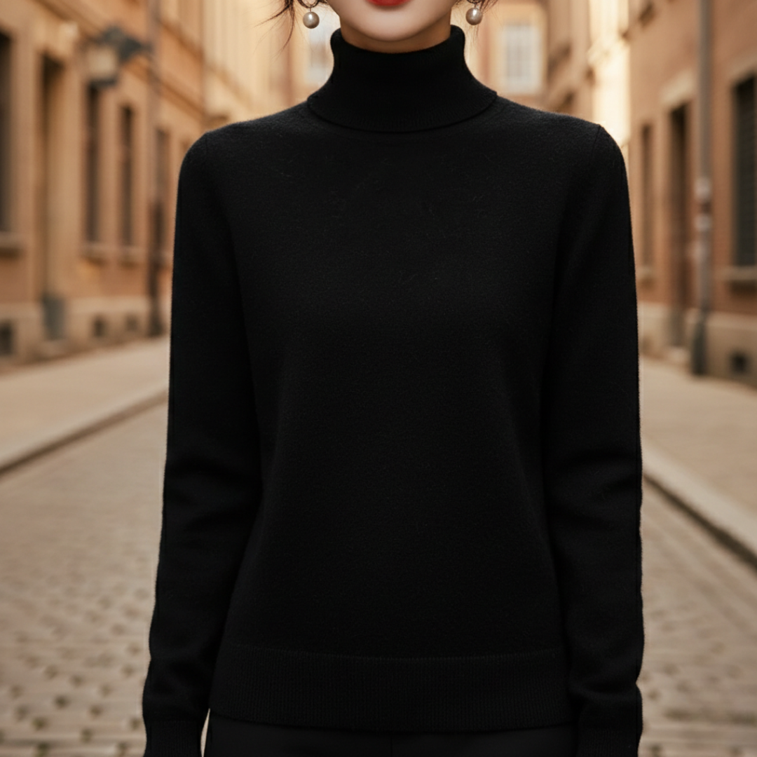 Pull à col roulé en maille à manches longues pour femme