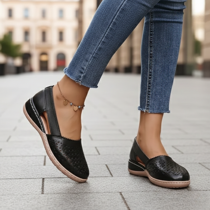 Zapatos ortopédicos sin cordones con recortes para mujer