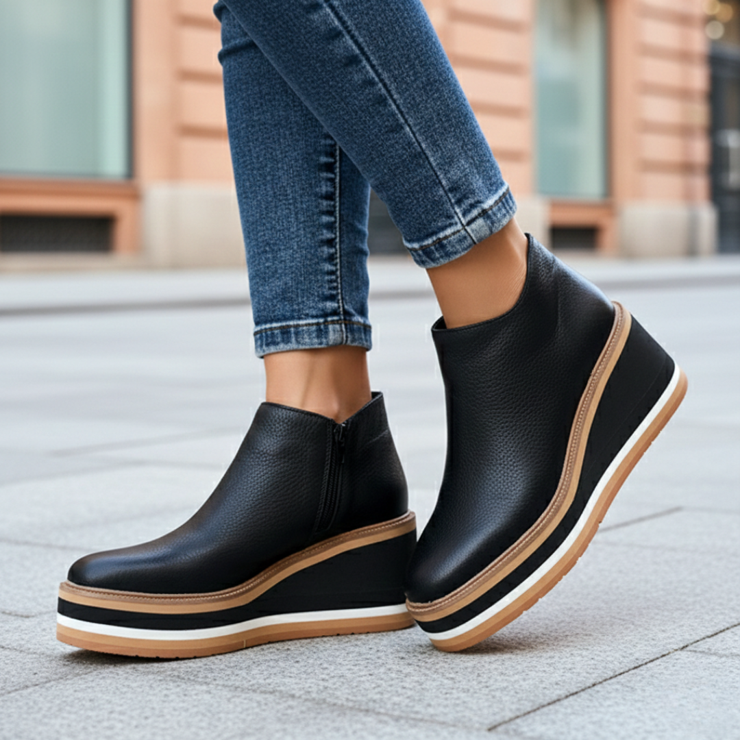 Botines ortopédicos de tacón cuña para mujer