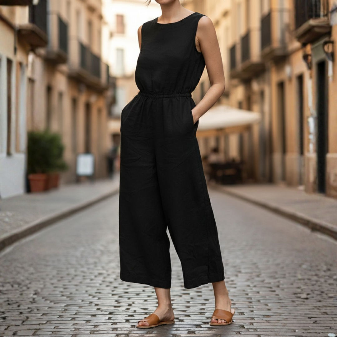 Jumpsuit Sleeveless Wide Leg Elastic Waist Women