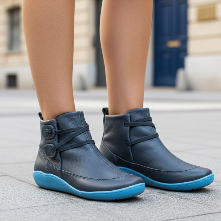 Women’s Orthopedic Faux Leather Shoes with Colored Sole