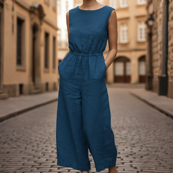 Jumpsuit Sleeveless Wide Leg Elastic Waist Women