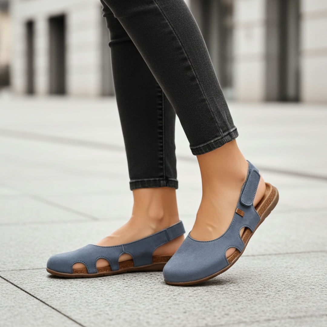 Sandalias ortopédicas para mujer con puntera cerrada y talón descubierto