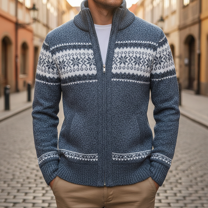 Cardigan à fermeture éclair intégrale pour homme, style nordique