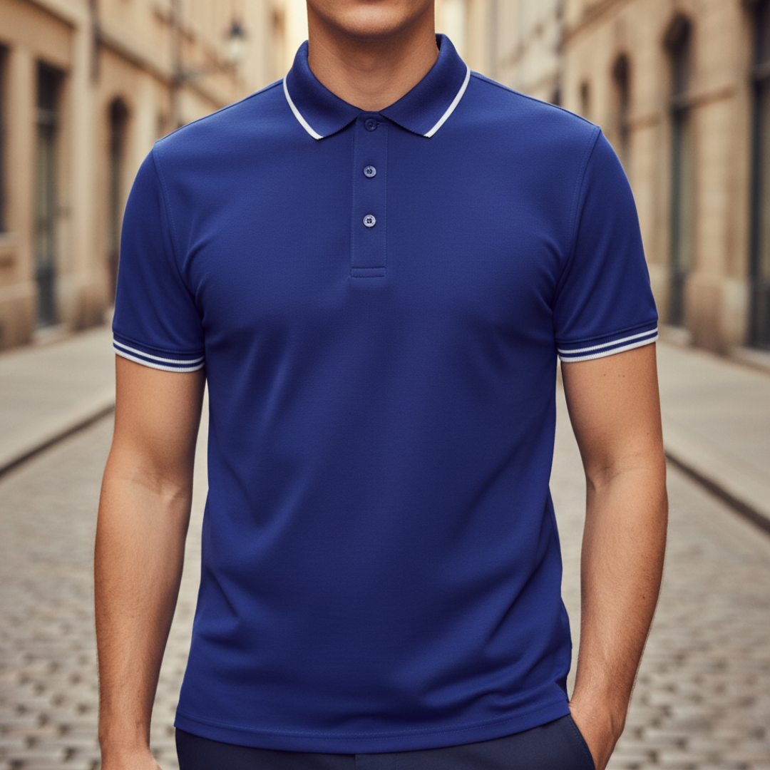 Camiseta tipo polo de manga corta con ribete para hombre