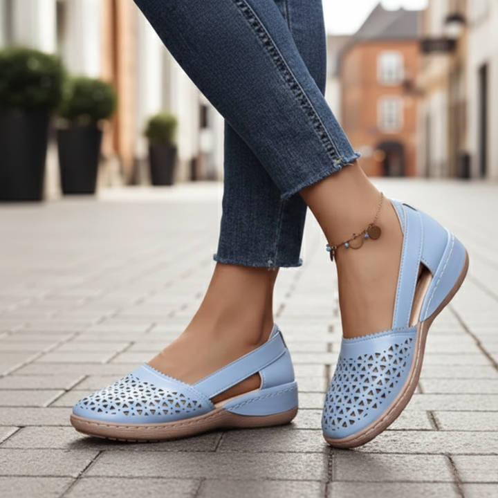 Zapatos ortopédicos sin cordones con recortes para mujer