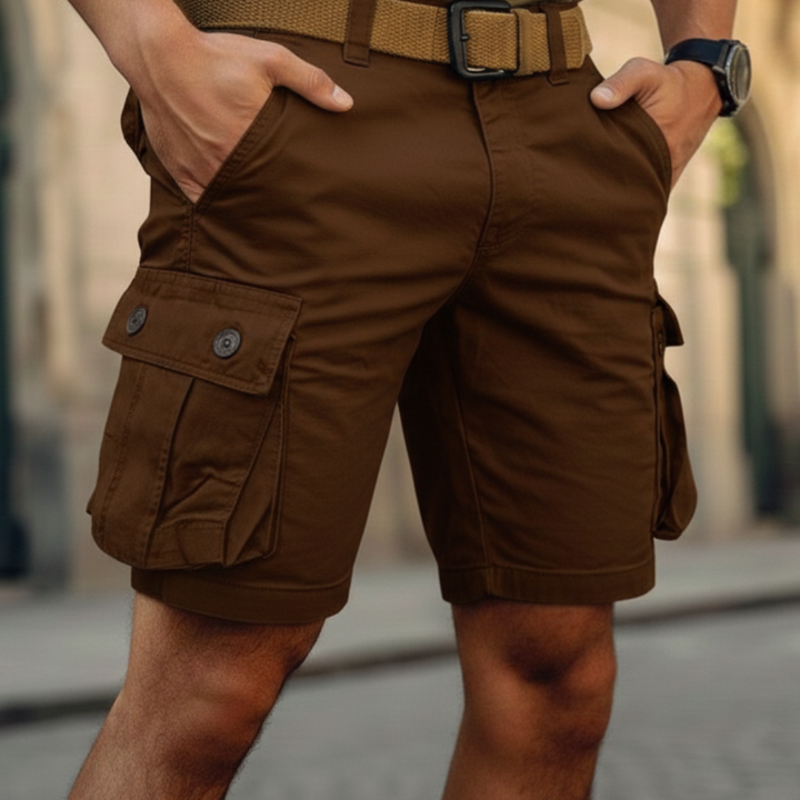 Men’s Cotton Cargo Shorts with Multiple Pockets Adjustable Waist