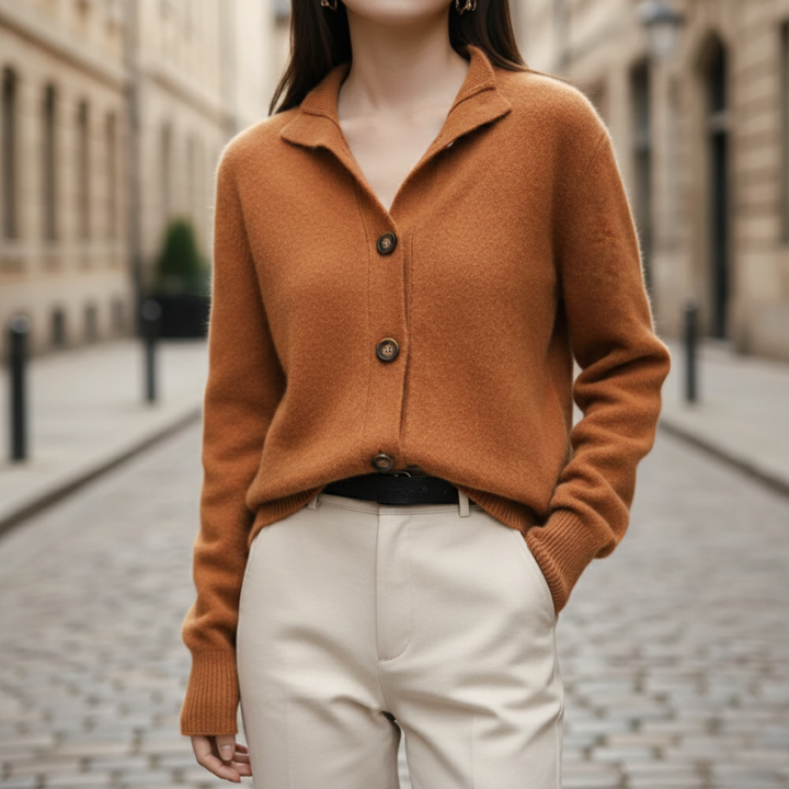 Cardigan en laine tricotée à boutons, manches longues, pour femmes