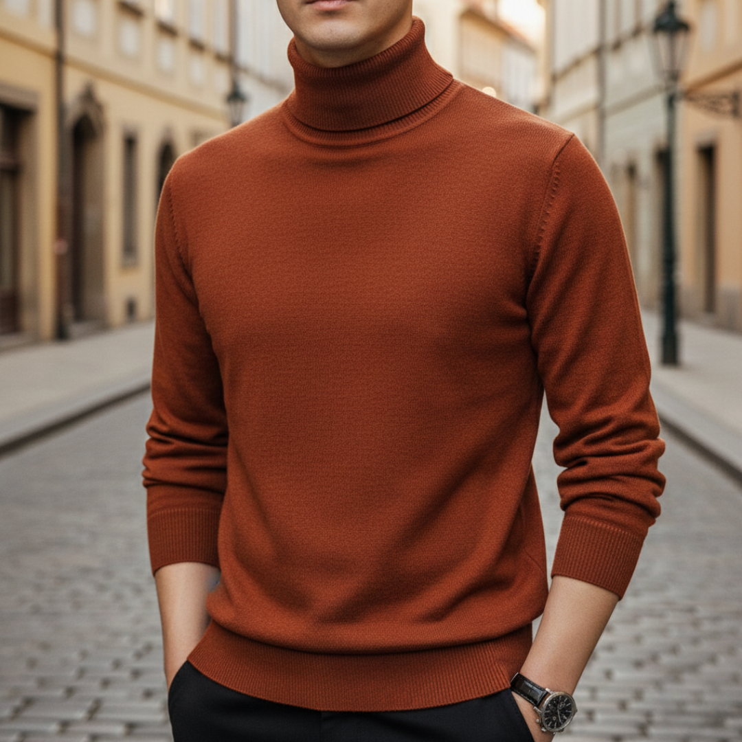 Suéter de cuello alto tejido para hombre