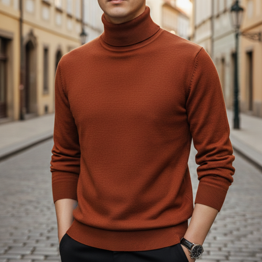 Suéter de cuello alto tejido para hombre