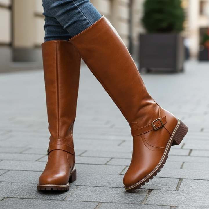 Orthopedic Boots Knee High Leather Buckle Strap Womens