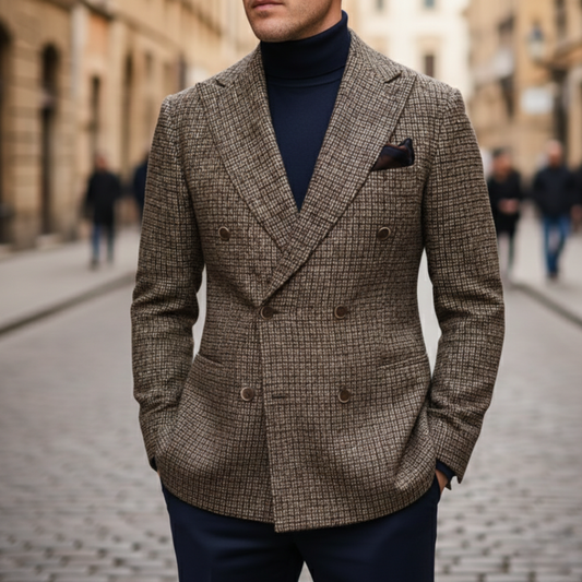 Blazer de cuadros cruzado para hombre