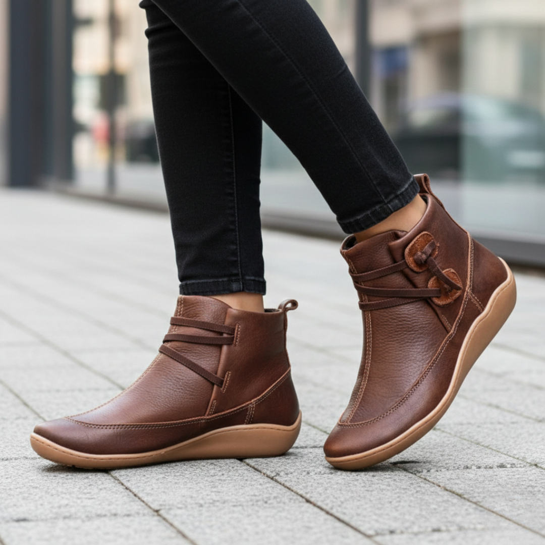 Women’s Orthopedic Faux Leather Shoes with Colored Sole