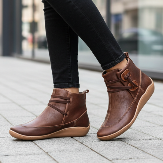 Women’s Orthopedic Faux Leather Shoes with Colored Sole