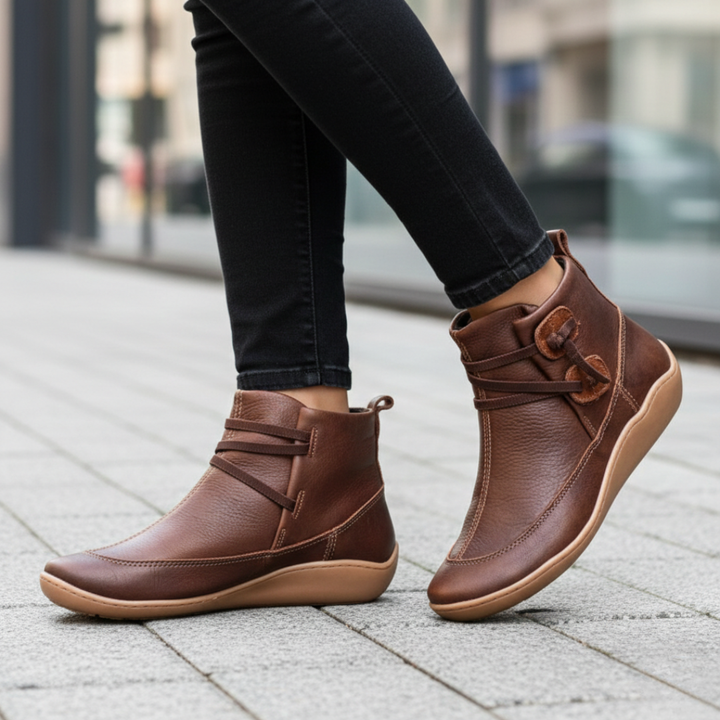 Women’s Orthopedic Faux Leather Shoes with Colored Sole