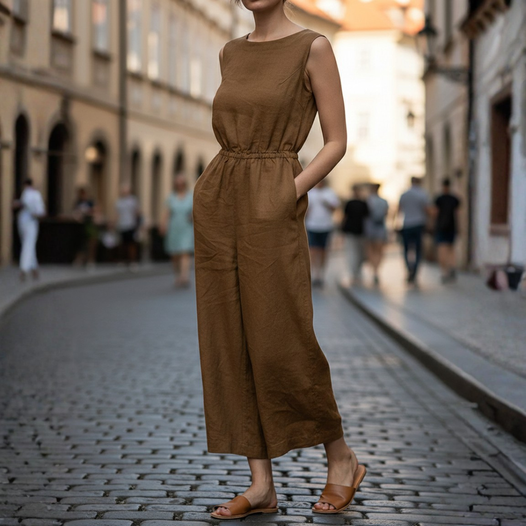 Jumpsuit Sleeveless Wide Leg Elastic Waist Women