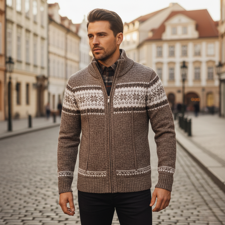 Cardigan à fermeture éclair intégrale pour homme, style nordique