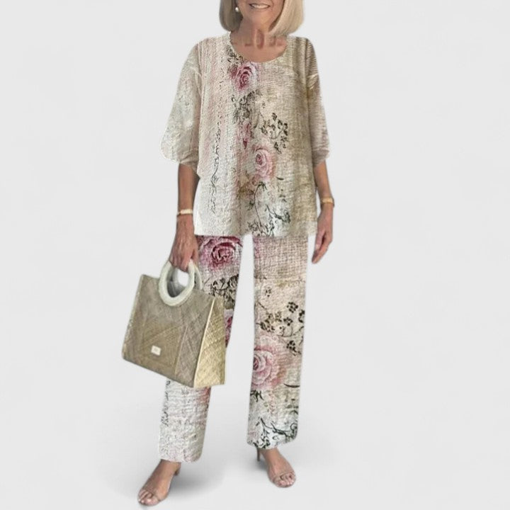 Conjunto de dos piezas para mujer, blusa ligera de corte relajado y pantalones