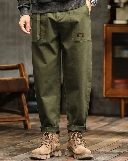 Pantalones Cargo para Hombre de Algodón Corte Relajado con Múltiples Bolsillos Casual