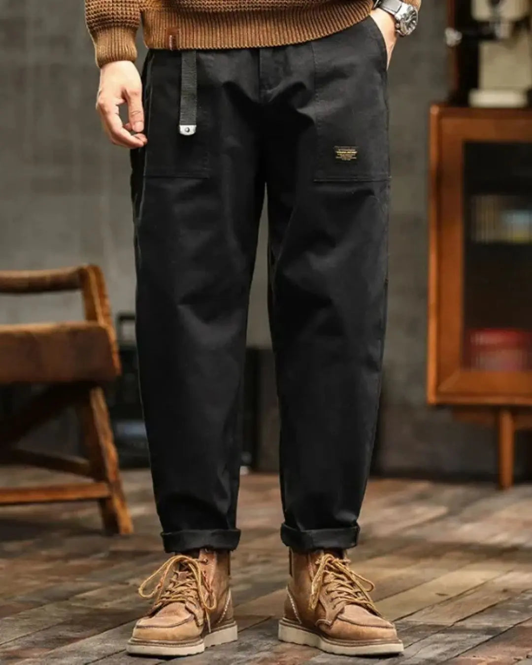 Men's Cargo Pants Cotton Relaxed Fit Multiple Pockets Casual