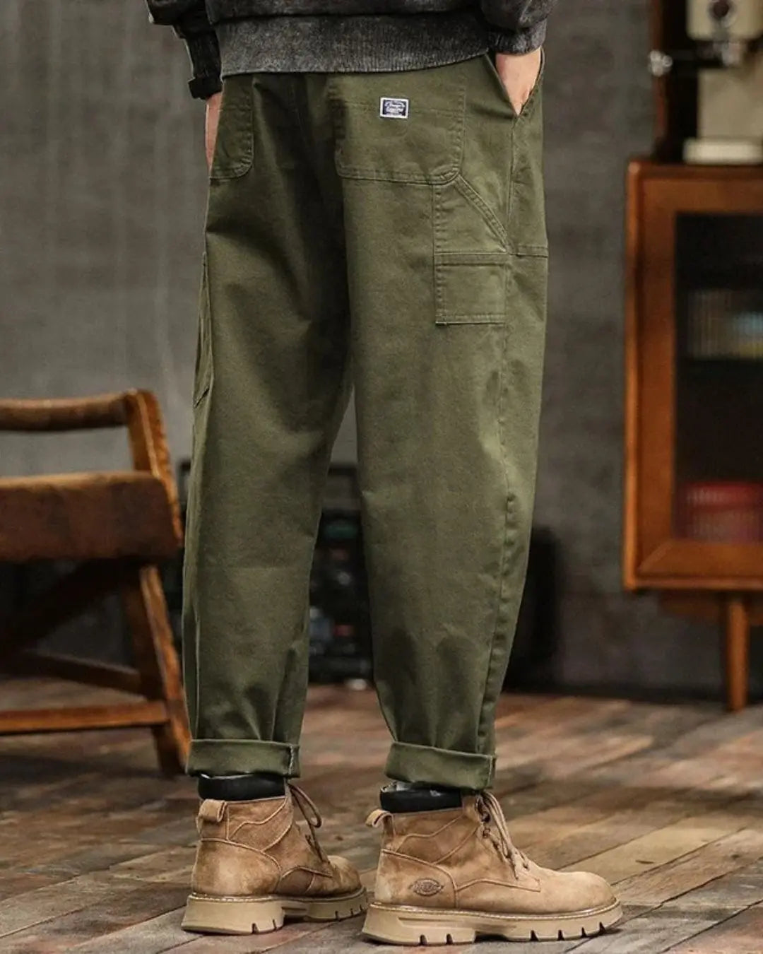 Men's Cargo Pants Cotton Relaxed Fit Multiple Pockets Casual