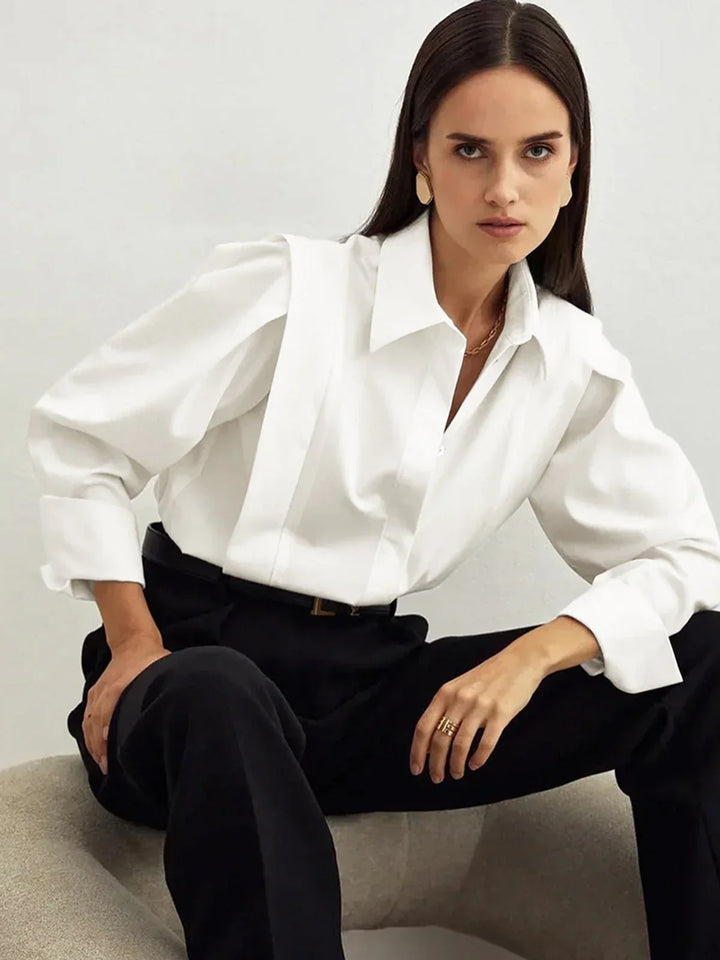 Women's Shirt Square Neck Button-Up Multi-Color