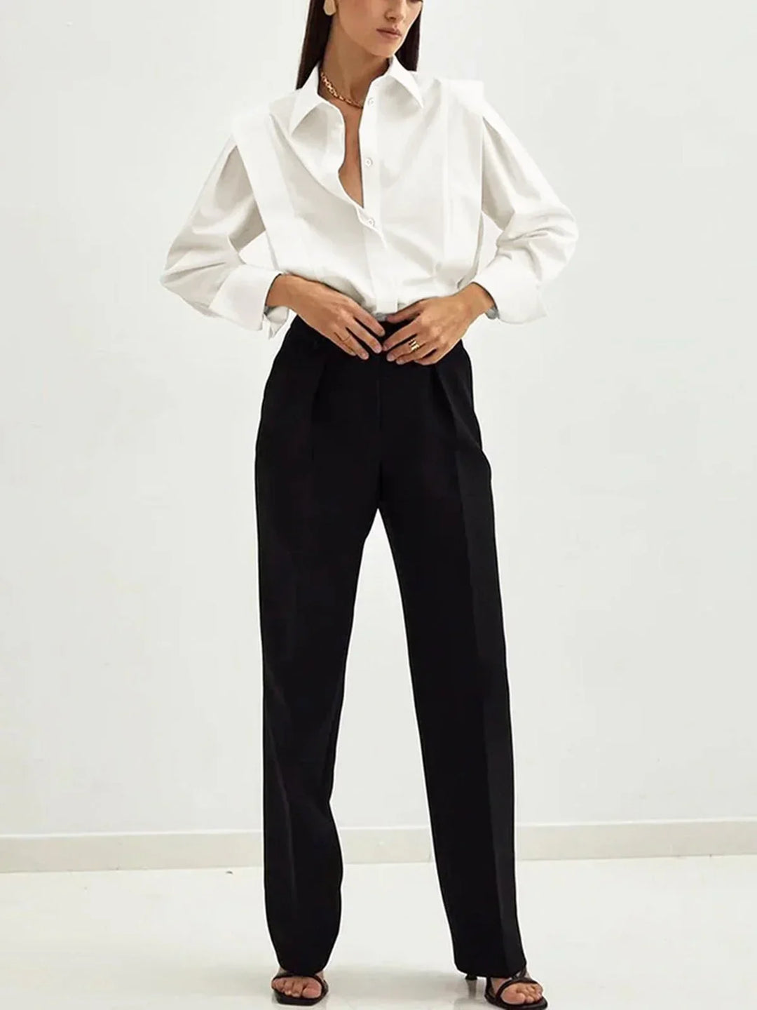 Women's Shirt Square Neck Button-Up Multi-Color