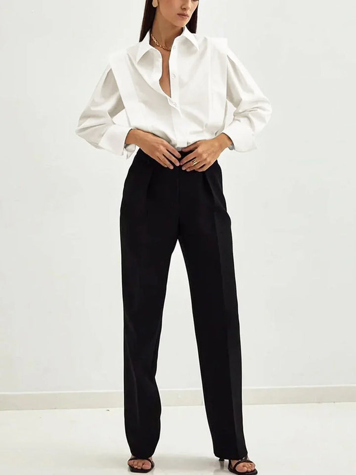 Women's Shirt Square Neck Button-Up Multi-Color