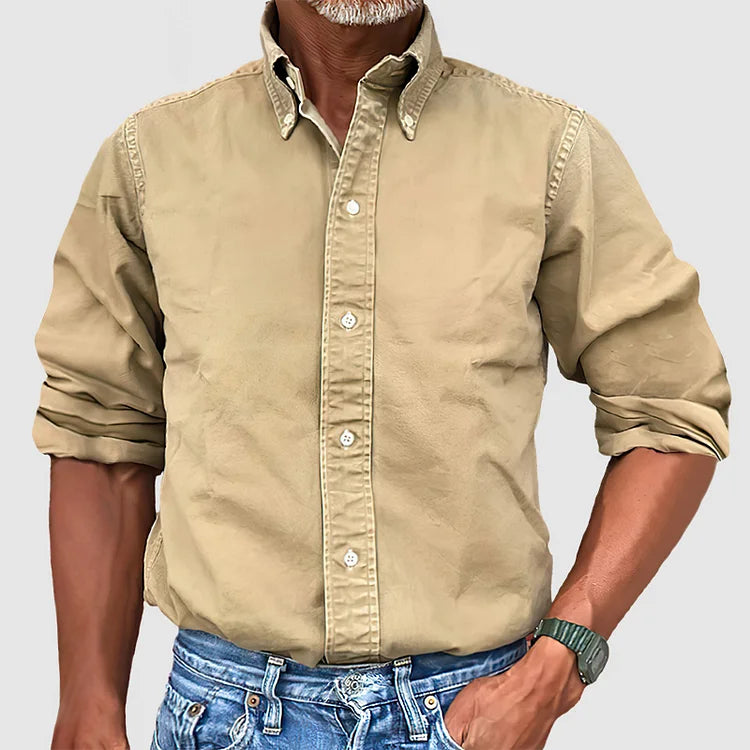 Men's Shirt Button-Up Long Sleeve Collared Regular Fit