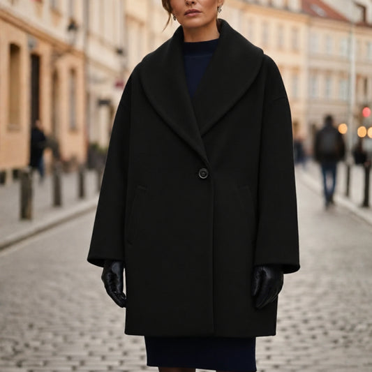 Abrigo de mezcla de lana para mujer, de gran tamaño, otoño invierno