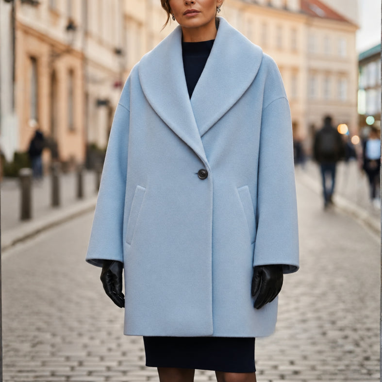 Abrigo de mezcla de lana para mujer, de gran tamaño, otoño invierno