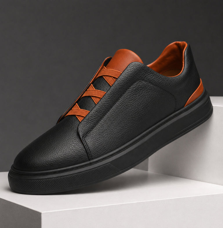 Zapatillas de cuero para hombre con correa elástica | Ajuste clásico