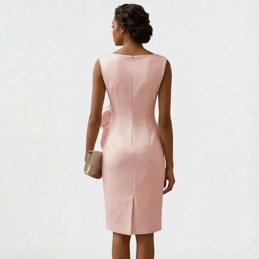 Women's Midi Dress Front Bow Sleeveless Round Neck A-Line