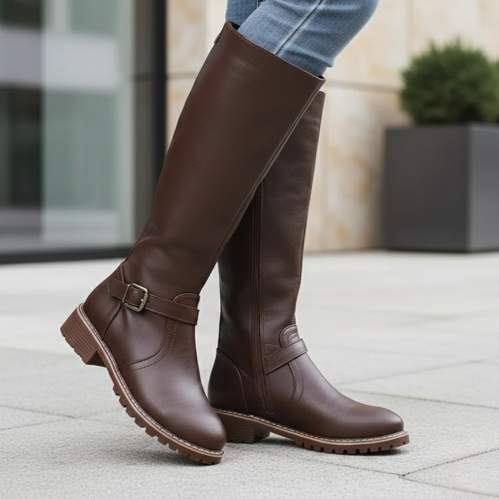 Orthopedic Boots Knee High Leather Buckle Strap Womens