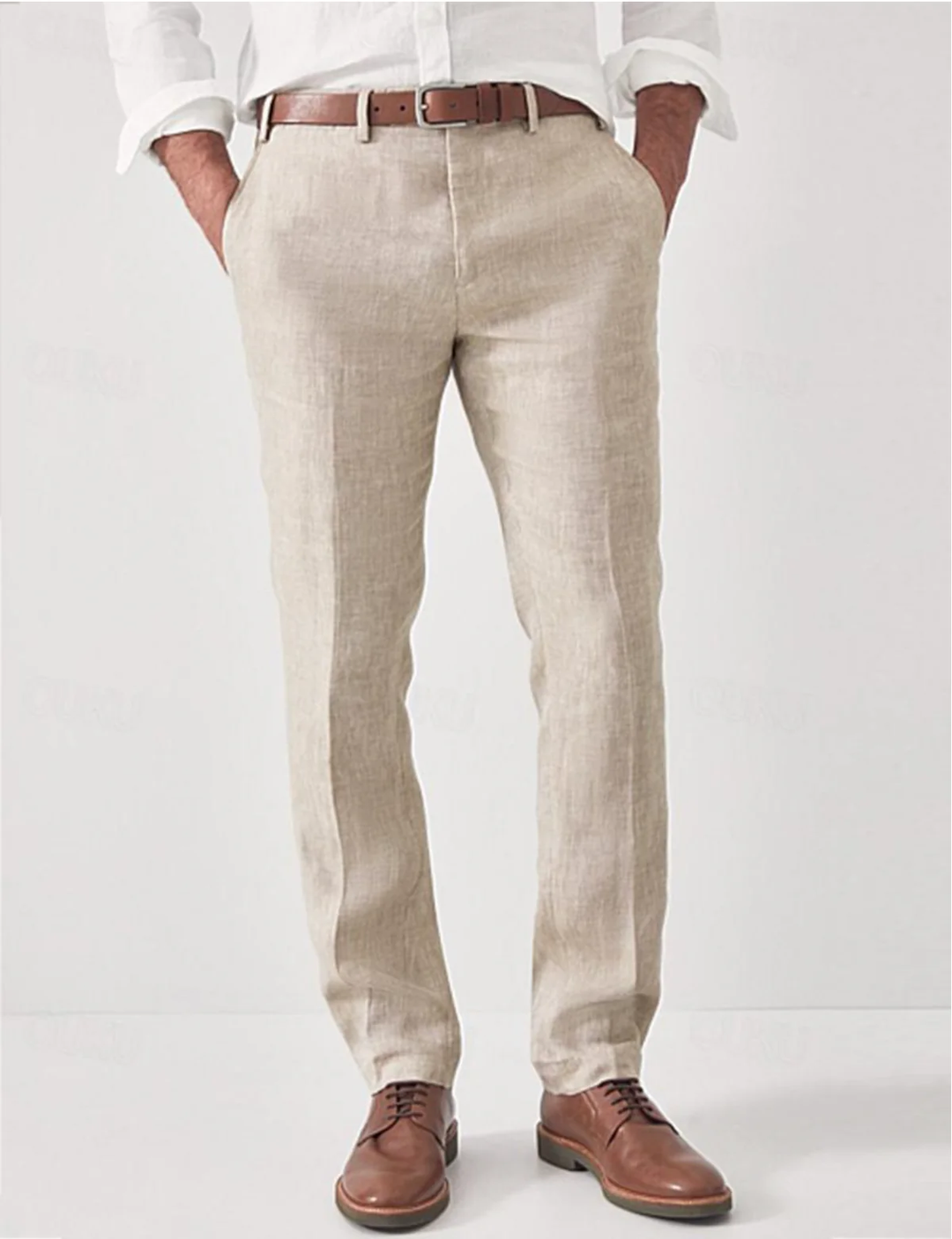 Men's Linen Pants Harem Elastic Waist Casual