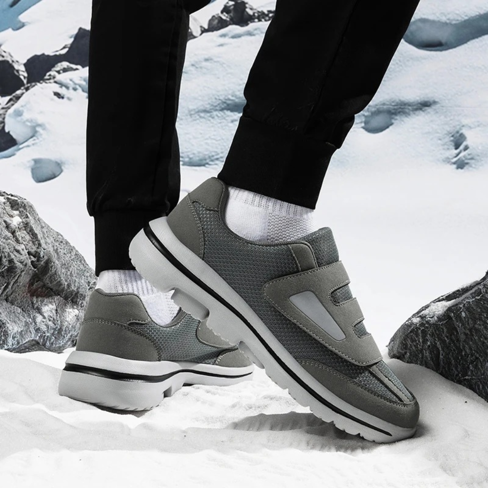 Chaussures orthopédiques pour hommes, ajustables, en mesh respirant, à enfiler, largeur large, fermeture velcro