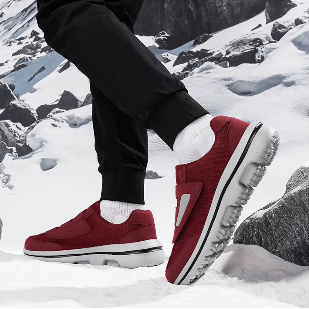 Chaussures orthopédiques pour hommes, ajustables, en mesh respirant, à enfiler, largeur large, fermeture velcro