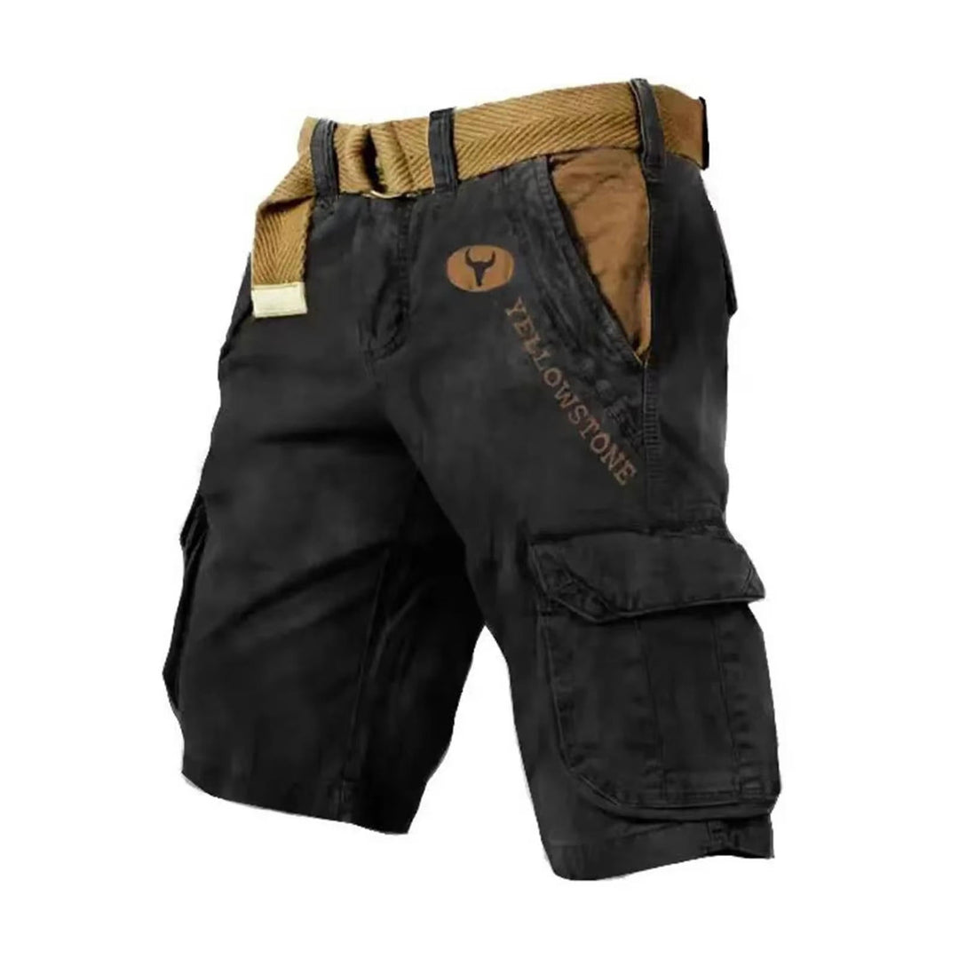 Shorts cargo para hombre de algodón con múltiples bolsillos y corte relajado